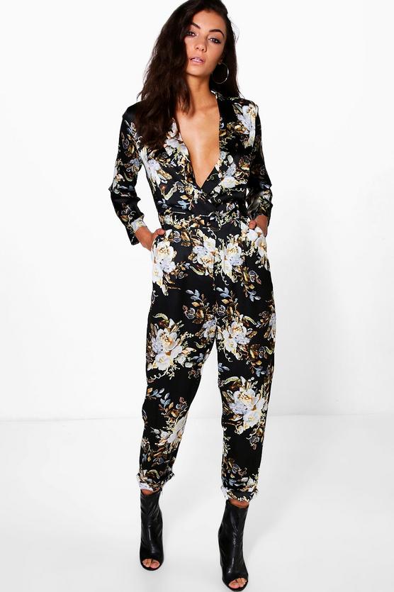 Tall Macel Printed Wrap Top Jumpsuit